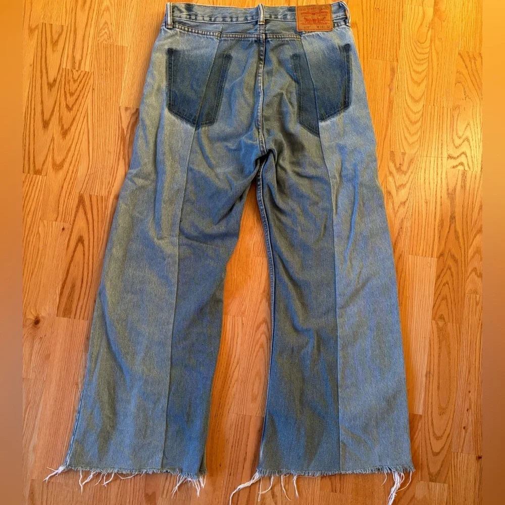 Upcycled Levi’s Wide-Leg Mid-Rise Frayed Hem Jeans - Picture 2 of 2